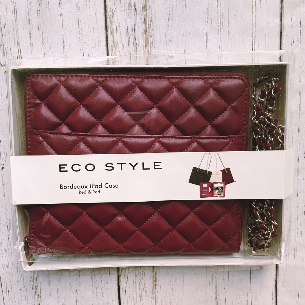 Eco Style Bordeaux Red & Red Burgundy Faux Leather Purse iPad Case EBOR-RD10